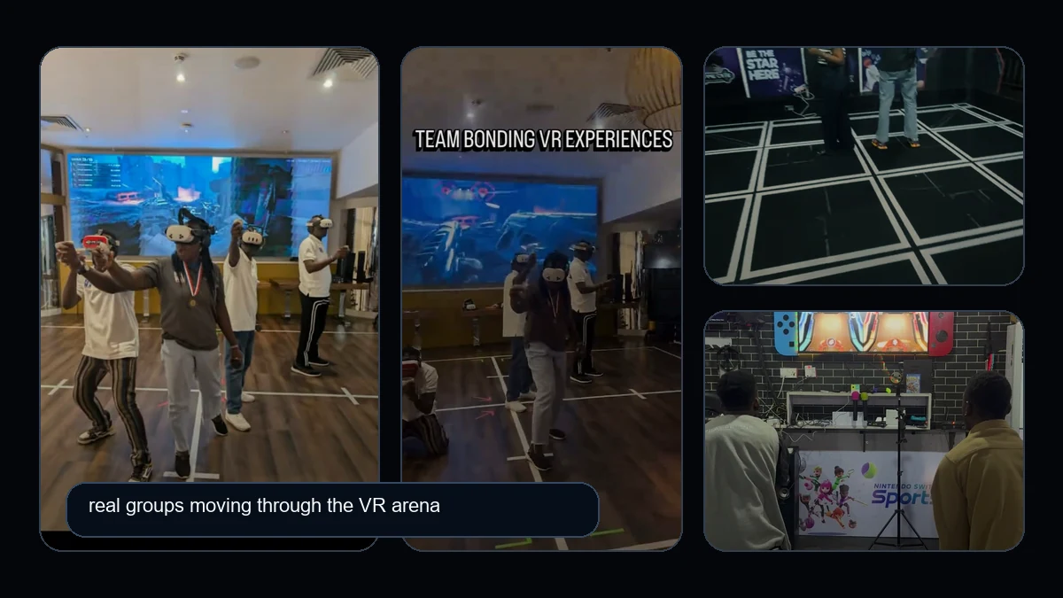 Families, friends, school groups and corporate guests sharing VR moments