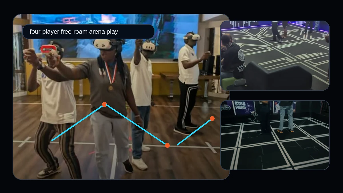 Player One Arena four-player free-roam VR setup for partner venues