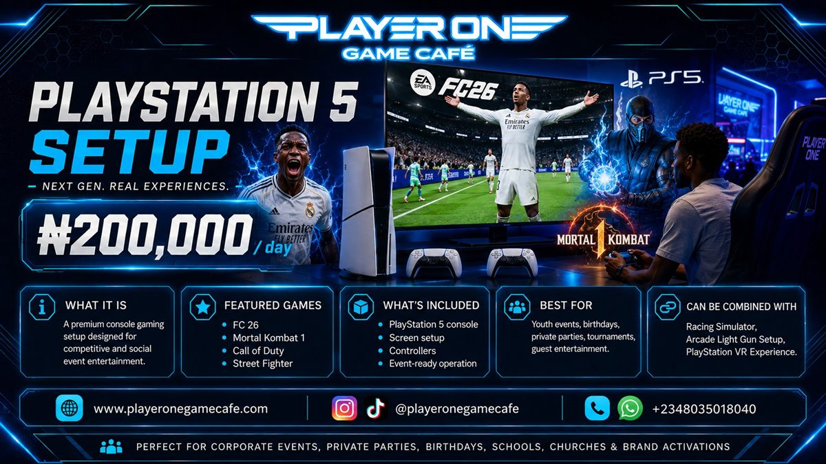 PlayStation 5 game rental setup for events in Lagos