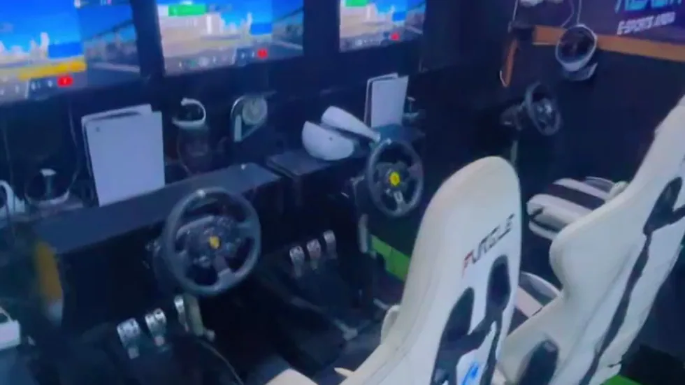 Racing simulator rigs at Player One Game Cafe Lagos