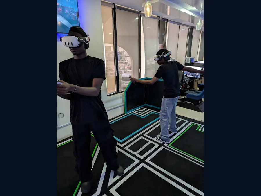 Free-roam VR Arena players at Player One Game Cafe Victoria Island