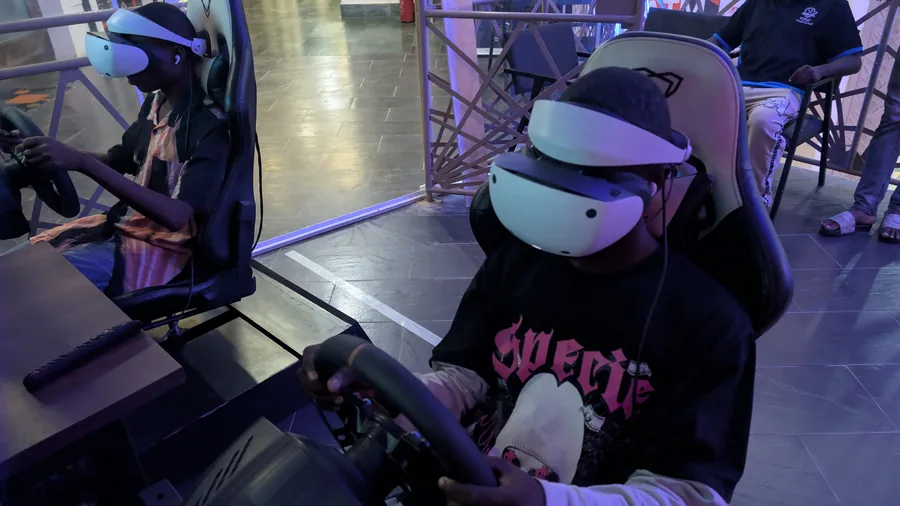 Player One Game Cafe Victoria Island VR and racing moment at Silverbird Galleria